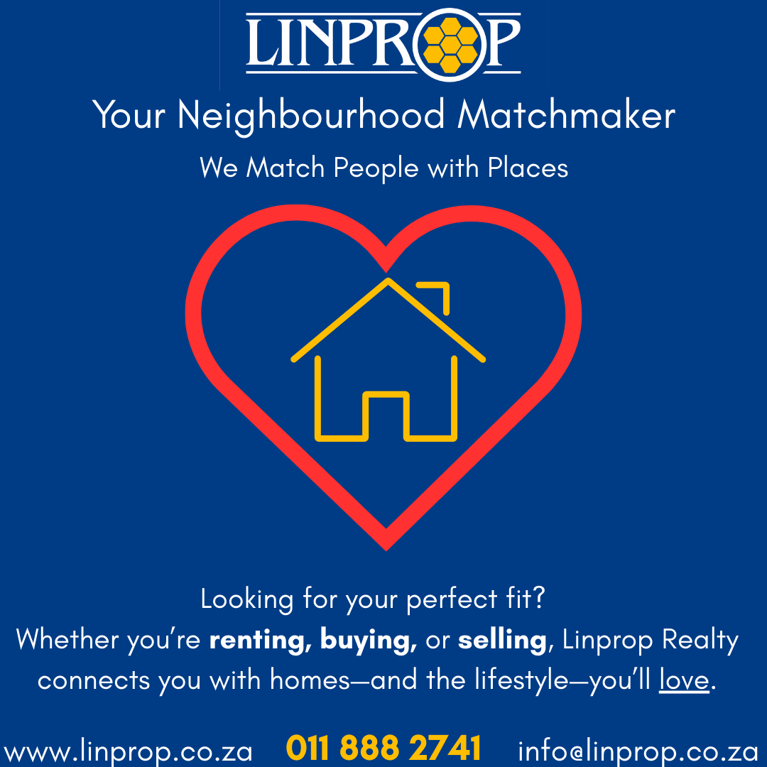 A blue background with a red heart and a yellow house