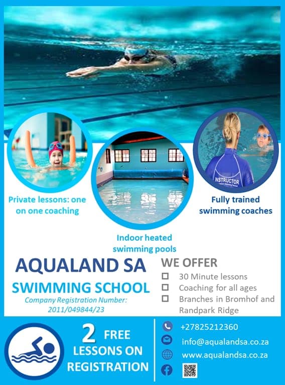 A flyer for a swimming school