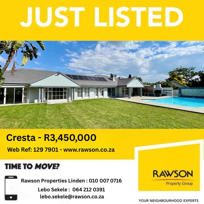 A flyer for a real estate with a swimming pool