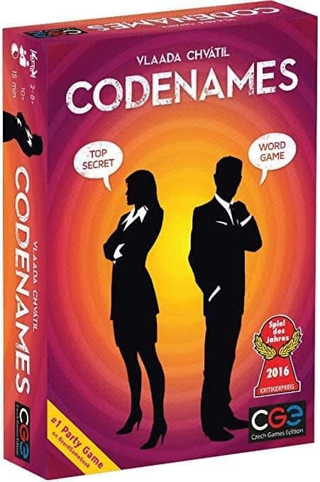 The card game codenames has two people talking