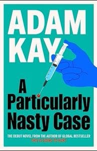 A book cover with a hand holding a needle