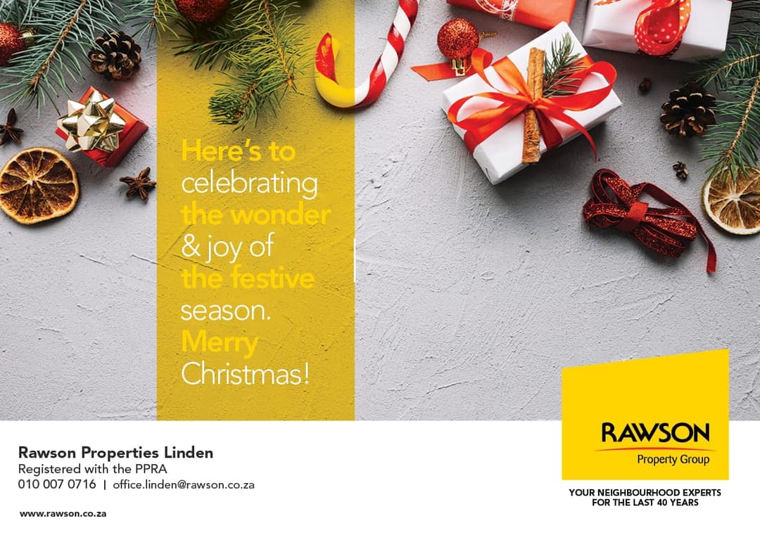 A yellow and white christmas card with presents on it